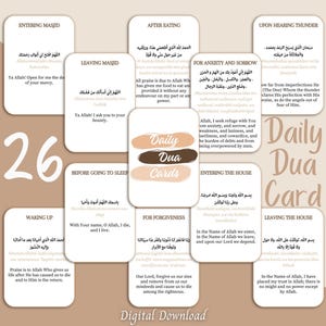 Cartes dua quotidiennes, dua imprimables, cartes mémoire dua islamiques, cartes imprimables, cartes de prière numériques, cartes dua pour musulmans, islamiques imprimables
