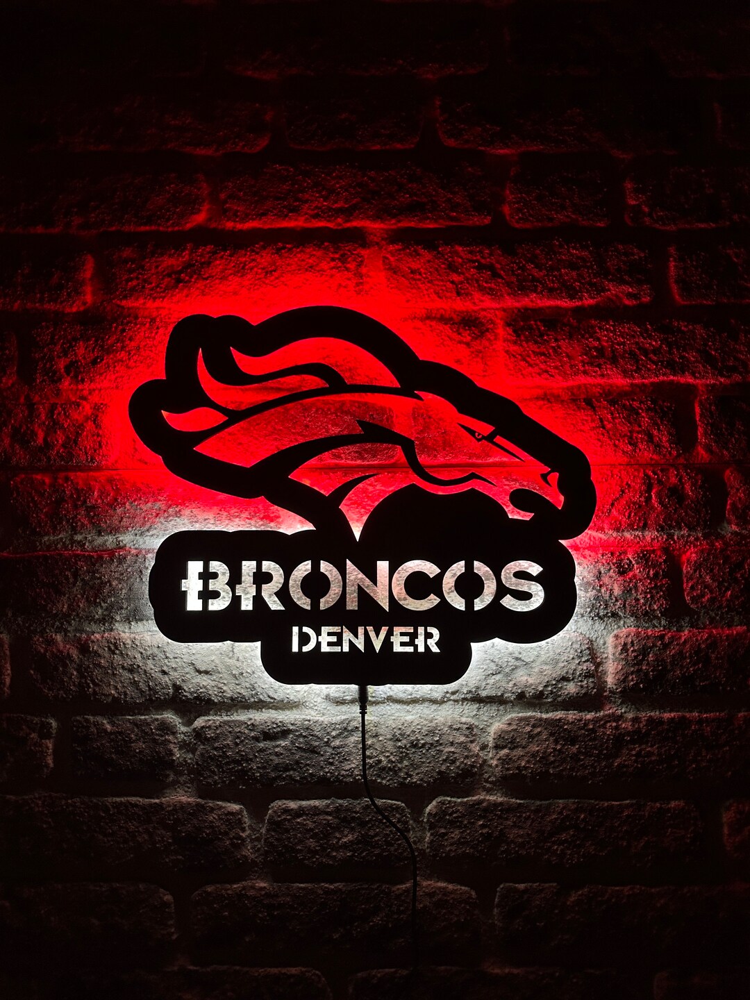 Denver Broncos Led Sign Denver Broncos Wall Art Denver Etsy