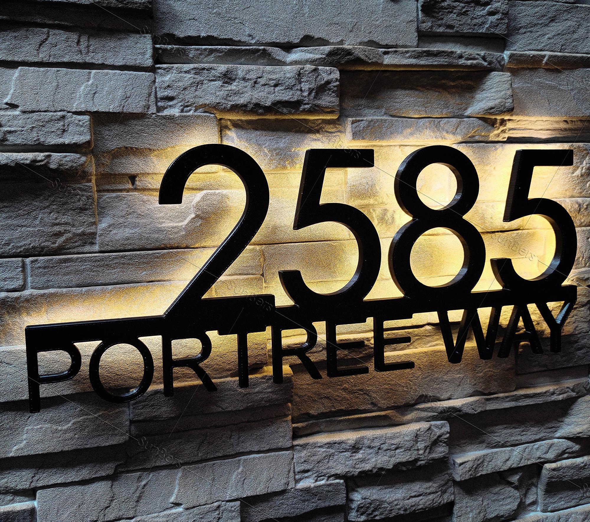 Solar LED Address Numbers Sign Backlit LED Light up Address Sign Light ...