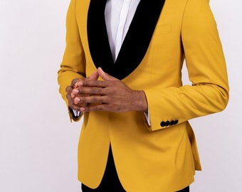 Premium  Yellow two Piece Tuxedo Suit for Men  -  Tailored Fit, wedding suit jacket