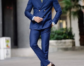 Handmade Double Breasted Suit for Men - Slim Fit, Custom Made, High Quality - The Rising Sun Store