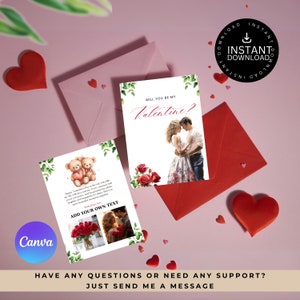 Modello minimalista per foto di San Valentino, biglietto di San Valentino semplice stampabile, biglietto di San Valentino con immagine modificabile, download istantaneo, biglietto V-day3