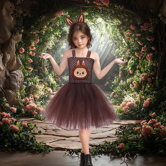 brown tulle dress girls Kids BrownDress Girls Ruffle Toddler Tulle Dress Fancy Girls Dresses Princess Dress Up for Girls 8-9 Years