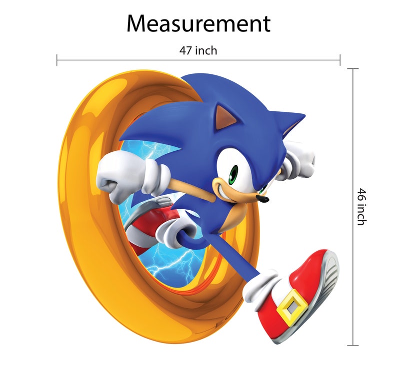 Removable Super Sonic Wall Decal Sonic the Hedgehog Wall Sticker for
