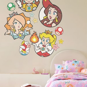 Super Mario Bros Wandtattoo Prinzessin Peach Wandaufkleber Pauline Tapete Für Kinderzimmer Wandkunst Arbeitszimmer Dekor