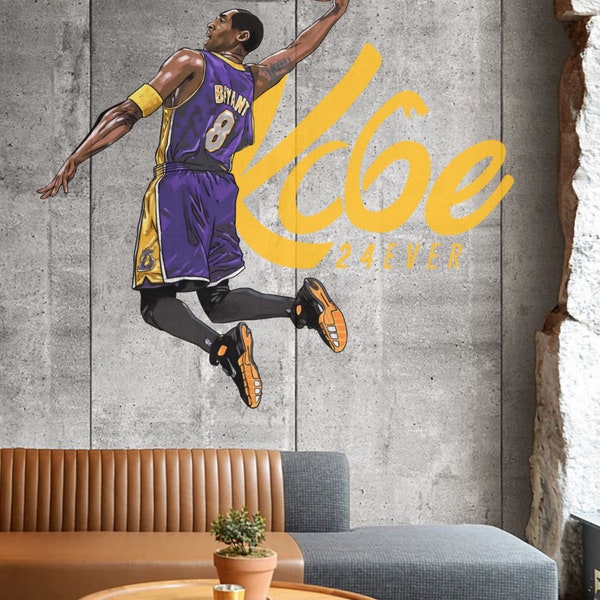 Removable Kobe Bryant Wall Decal Famous Basketball player Wall Sticker For Kid Room Wall Art Play Room Decor