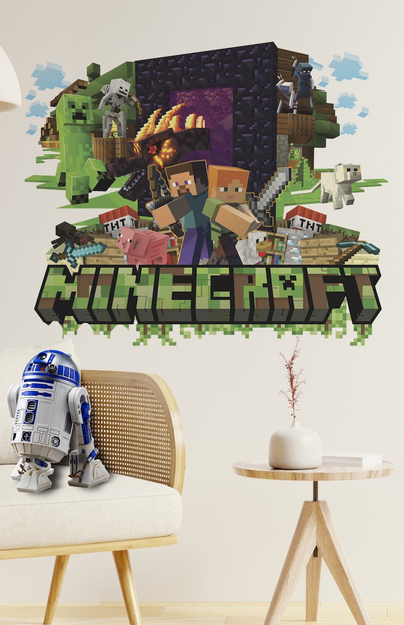 Peel and Stick Minecraft Wall Decal Video Games Wall Sticker Steve