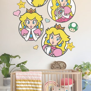 Super Mario Bros Wandtattoo Prinzessin Peach Wandaufkleber Für Kinderzimmer Wandkunst Arbeitszimmer Dekor
