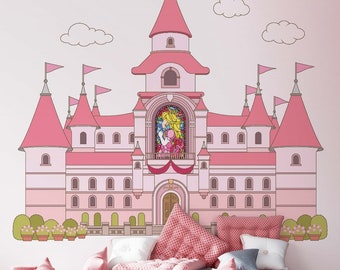 Super Mario Peach Castle Wall Decal: Nintendo Nursery Art Sticker