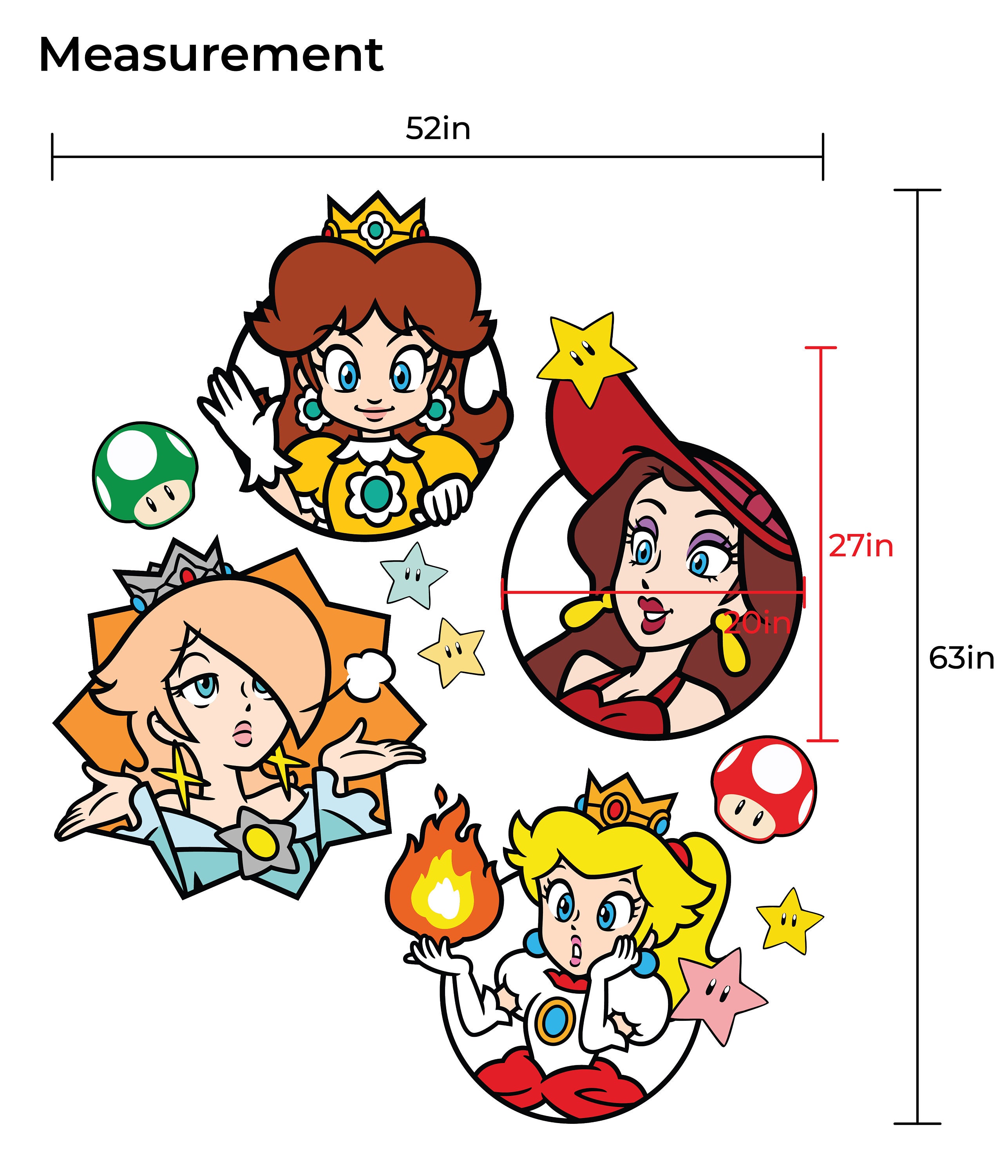 Super Mario Bros Wall Decal Princess Peach Wall Sticker Etsy