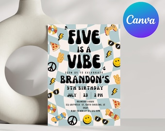 Invito di compleanno Five is a Vibe: modello modificabile (download digitale)