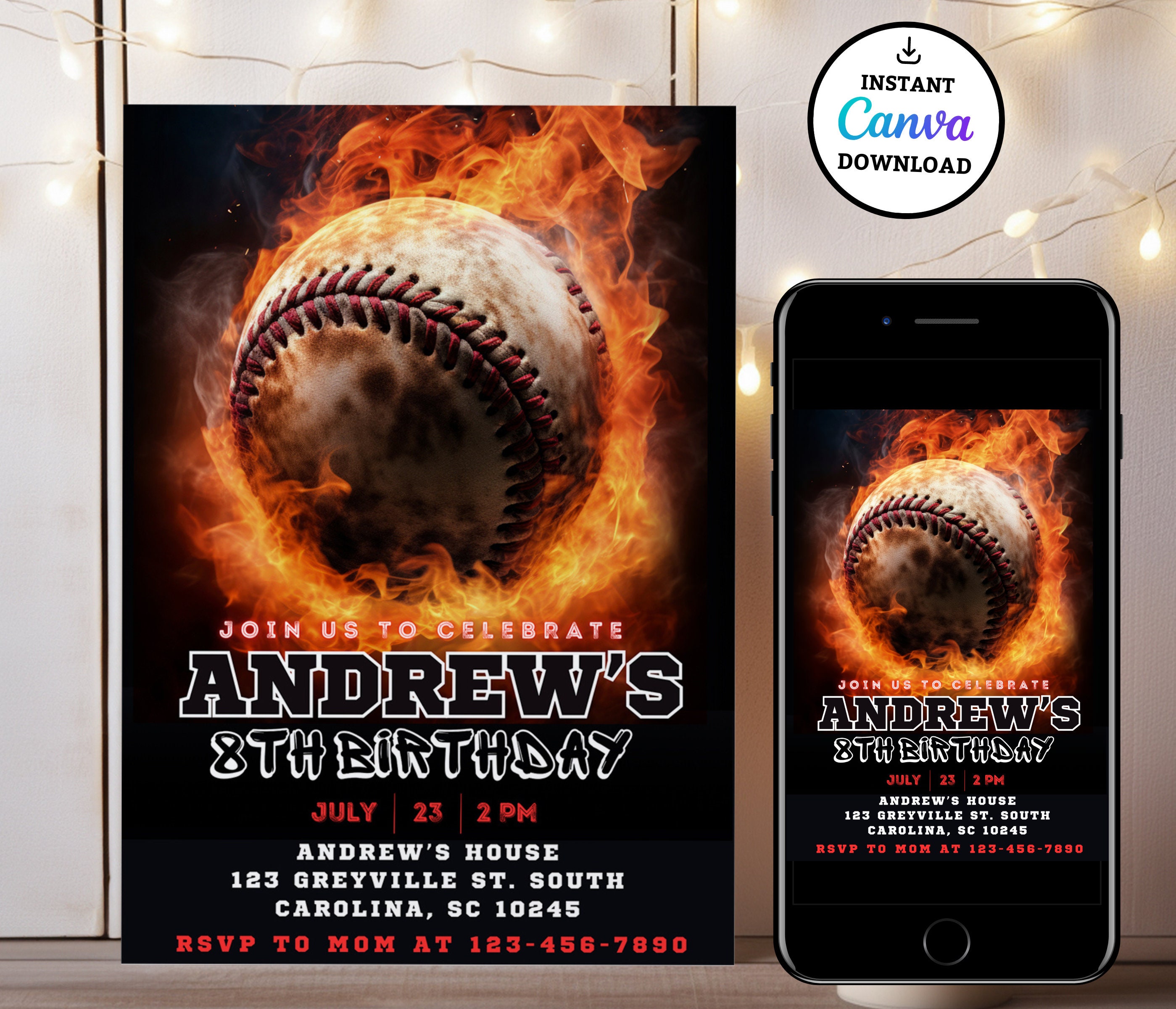 Editable Baseball Birthday Invitation, Baseball Invites, Instant ...