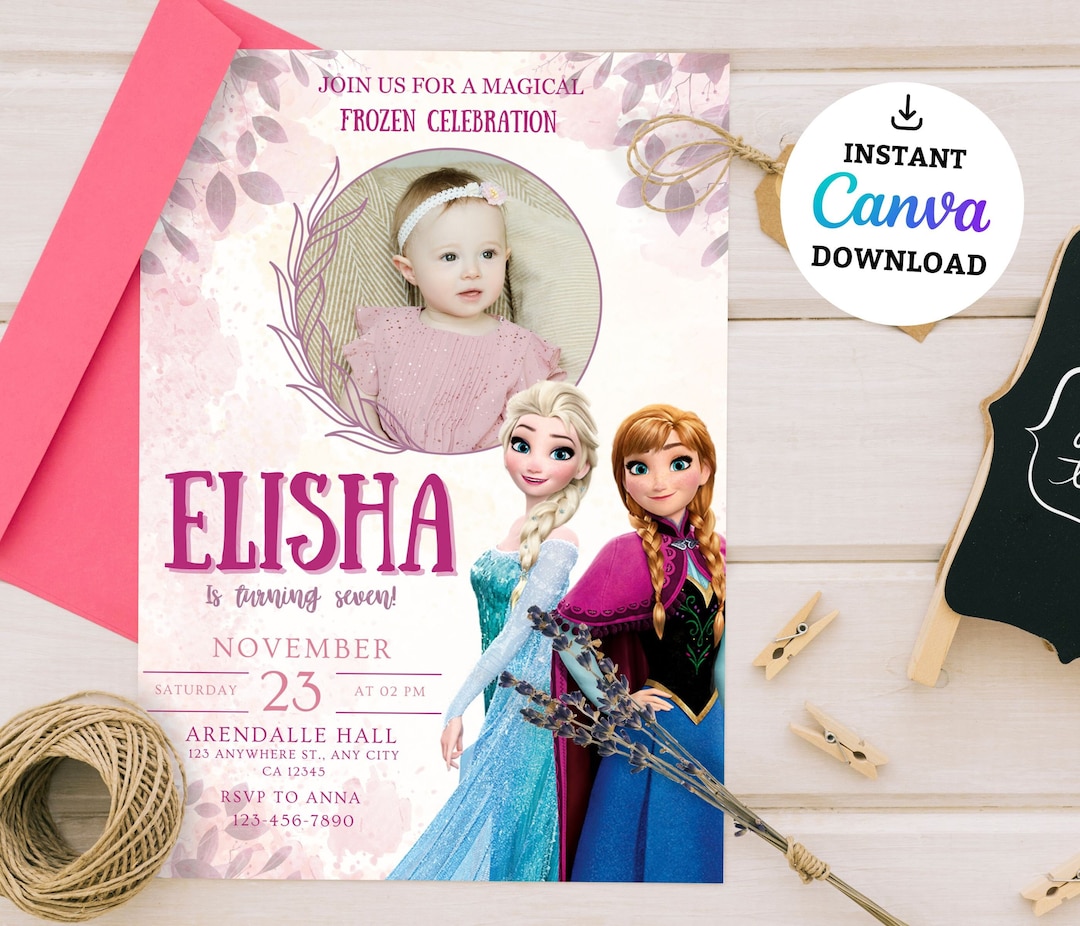 Editable Frozen Birthday Invitation Template, Princess Elsa Girl Evite