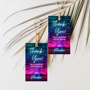 Neon 40th Birthday Favor Tags: Printable Template (Digital Download)