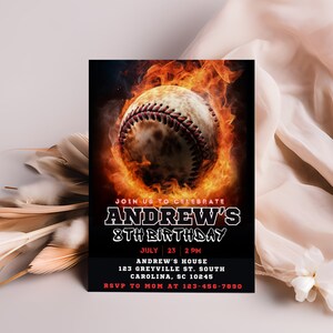 Invitation d'anniversaire de baseball modifiable, invitations de baseball, invitations de baseball à téléchargement immédiat, fichier numérique, invitation de fête garçon bleu marine rouge