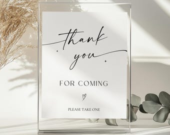 Baby Shower Table Sign, Baby Shower Thank You Sign, Thank You For Coming Sign, Please Take One, Baby Shower Decor, Editable Template, C2