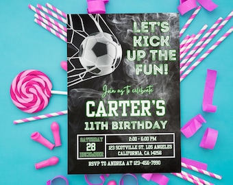 Editable Soccer Birthday Invitation Template (Digital Download)