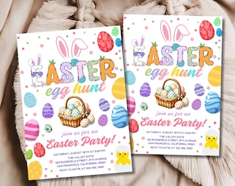 Editable Easter Egg Hunt Invitation: Bunny Flyer Template (Digital)