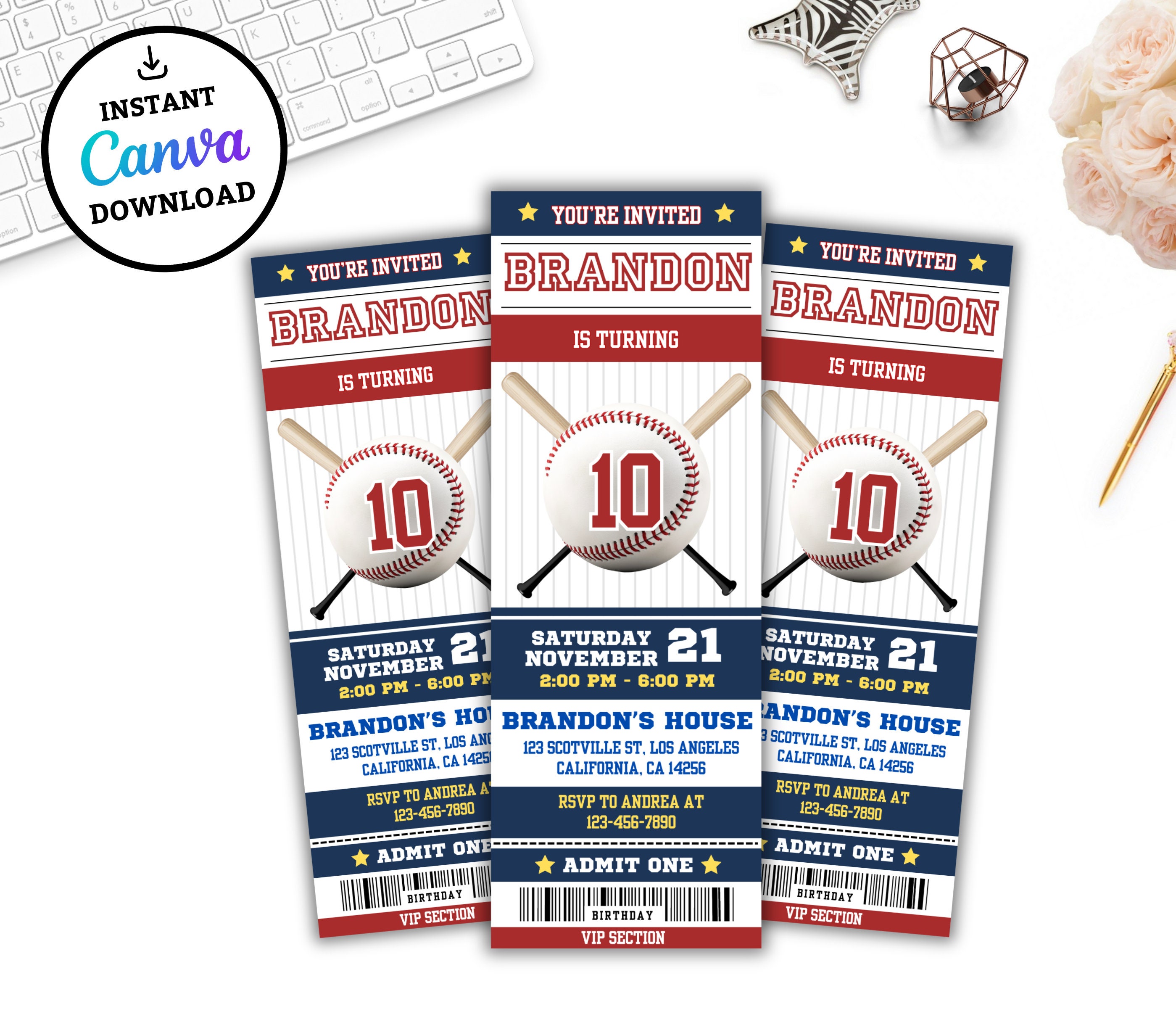 Editable Baseball Invitation, Baseball Ticket Invitation, Sports Ticket ...