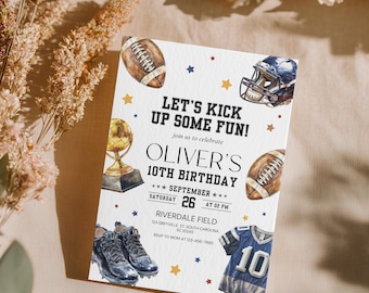 Football Invitation Birthday Sports Party Invite ANY Age DIGITAL Editable Printable Invite Self Edit Football theme Party