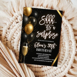 Surprise Birthday Invitation: Editable Party Invite (Digital Download)