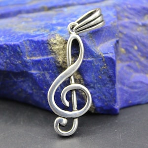 925K Sterling Silver Treble Clef Pendant Necklace, Music Necklace Pendant, Handmade Necklace Pendant, Treble Clef Necklace, Gift For Her