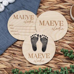 Engraved Baby Name Sign: Custom Baltic Birch Birth Announcement
