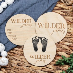 Engraved Baby Name Sign: Custom Wood Birth Announcement Photo Prop