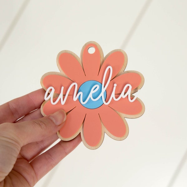 Easter Basket Tag, Acrylic Flower Tag, Personalized Easter Basket Tag, Custom Daisy Tag, Spring Basket Tag, Personalized Easter Name Tag