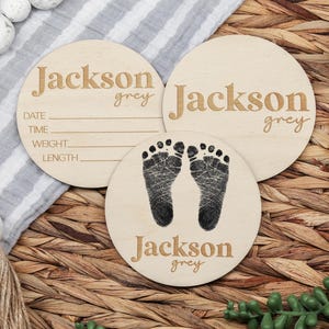 Engraved Baby Name Sign: Custom Baltic Birch Birth Announcement