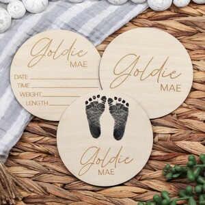 Engraved Baby Name Sign – Custom Hello My Name Is Birth Announcement – Personalized Newborn Name Reveal Hospital Photo Prop