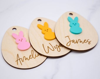 Personalized Name Easter Gift Basket Gift Tag, Acrylic Gift Tag, Acrylic Bunny Ear Letter Tags, Basket Marker, Kids Easter Tag, Acrylic Gift