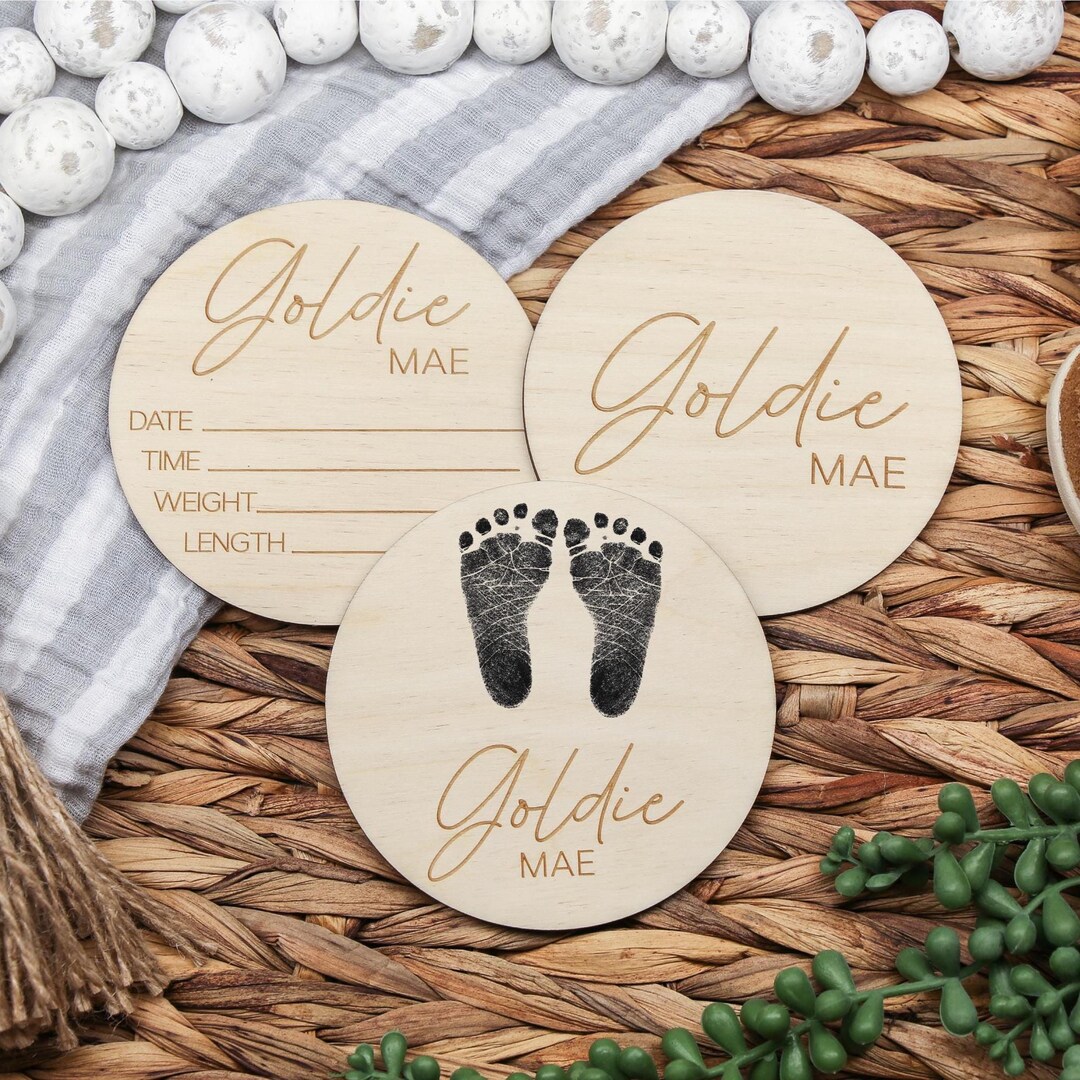 Engraved Baby Name Sign – Custom Hello My Name is Birth Announcement ...