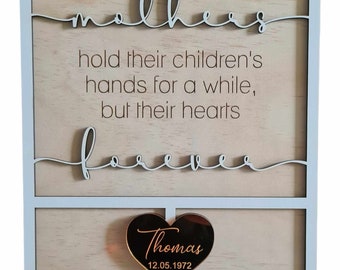 Hold Chilren's Hands For A While Buth Their Hearts Forever Plaque with 1-7 Hearts for Parents, Mothers and Fathers