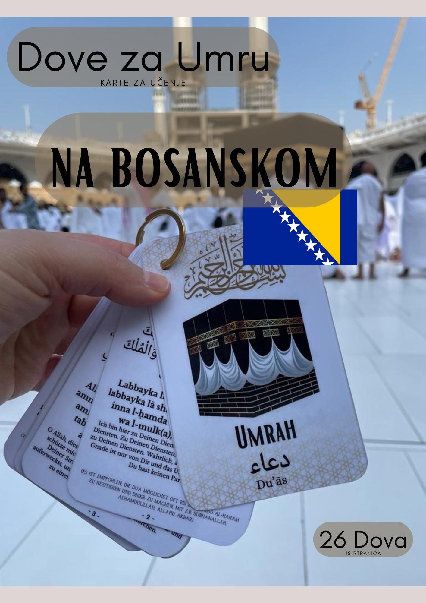 Bosnian Umra Dua Cards | Supplications for Umra | Bosnian Arabic with Bosnian translation and transliteration | digital reminder card