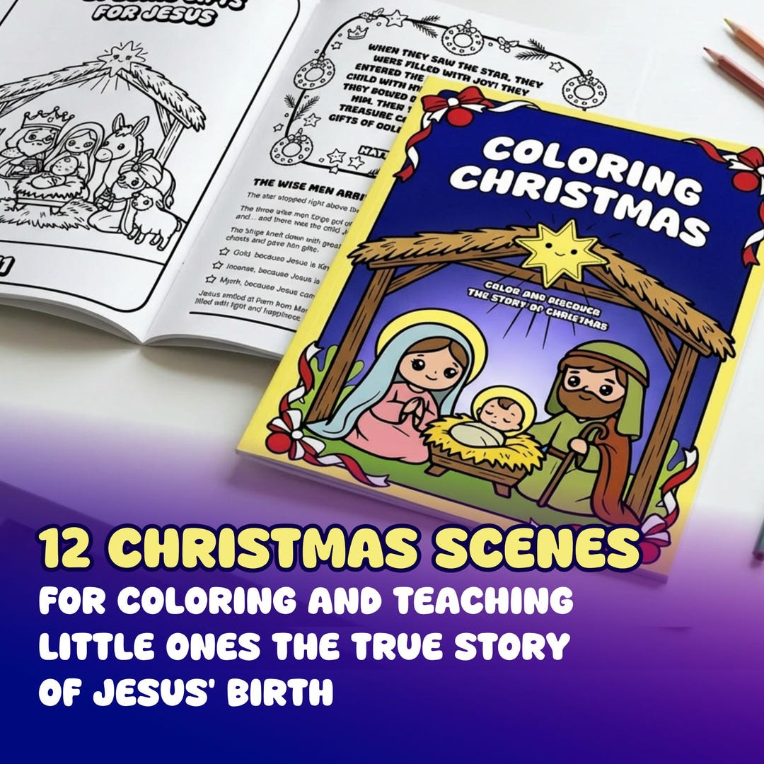 Nativity Coloring Book for Kids - The Story of Jesus' Birth - Christmas ...