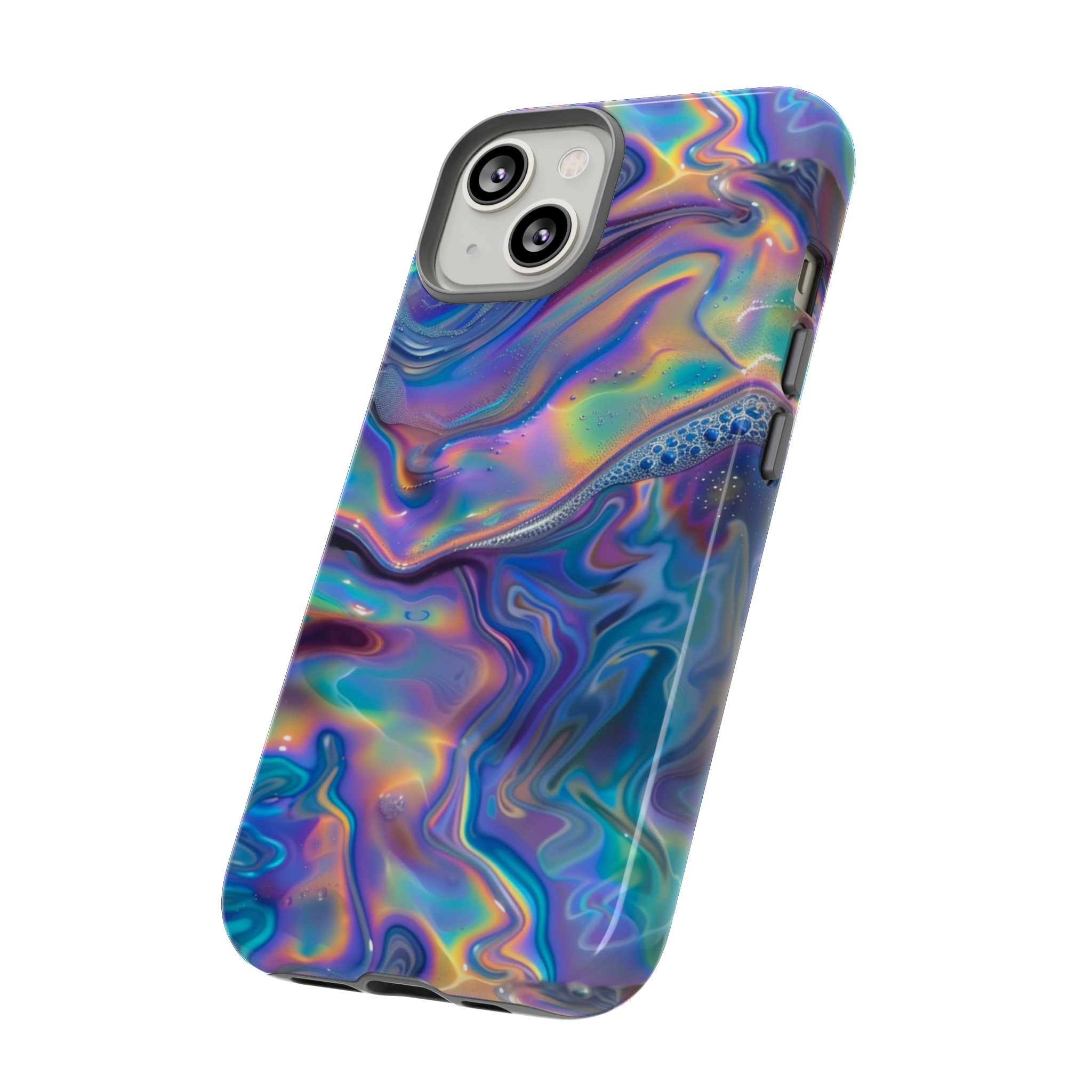 Iridescent Look Rainbow Colored Swirl Phone Case, Colorful Abstract Design, iPhone Pro Max Mini, Google Pixel Pro, Smasung Galaxy Ultra Plus