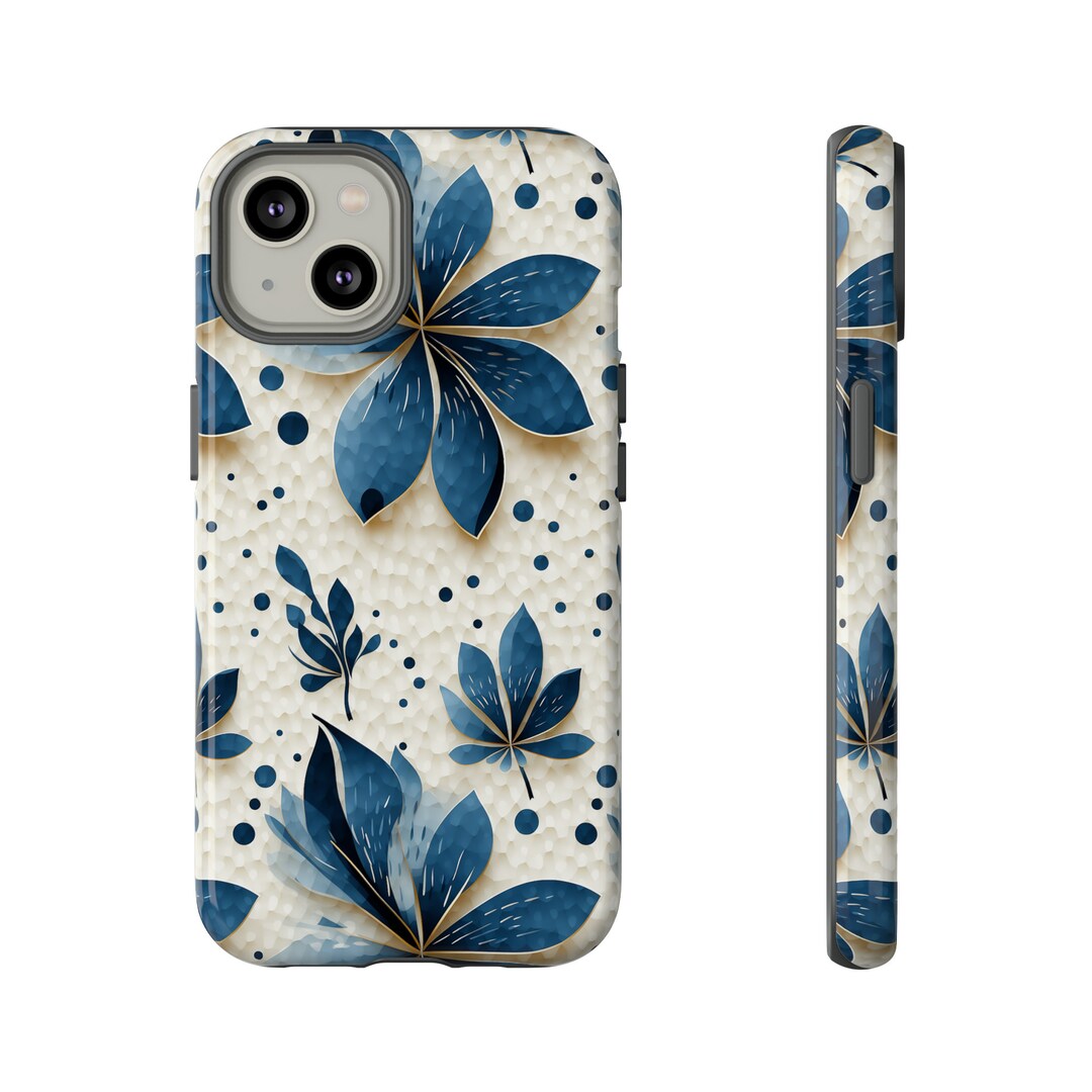 Blue Floral Golf Ball Phone Case Uniquely Textured 3D Floral Phone