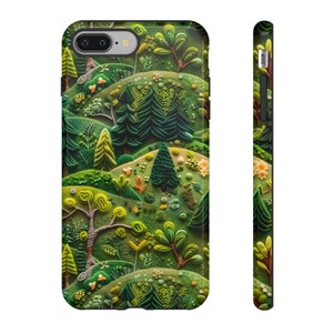 Emerald Felt Forest Phone Case | 3D Forest Green Trees Faux Embroidery Phone Cover | iPhone 15 Pro Max | Pixel 8 Pro | Samsung S24 Ultra image 10
