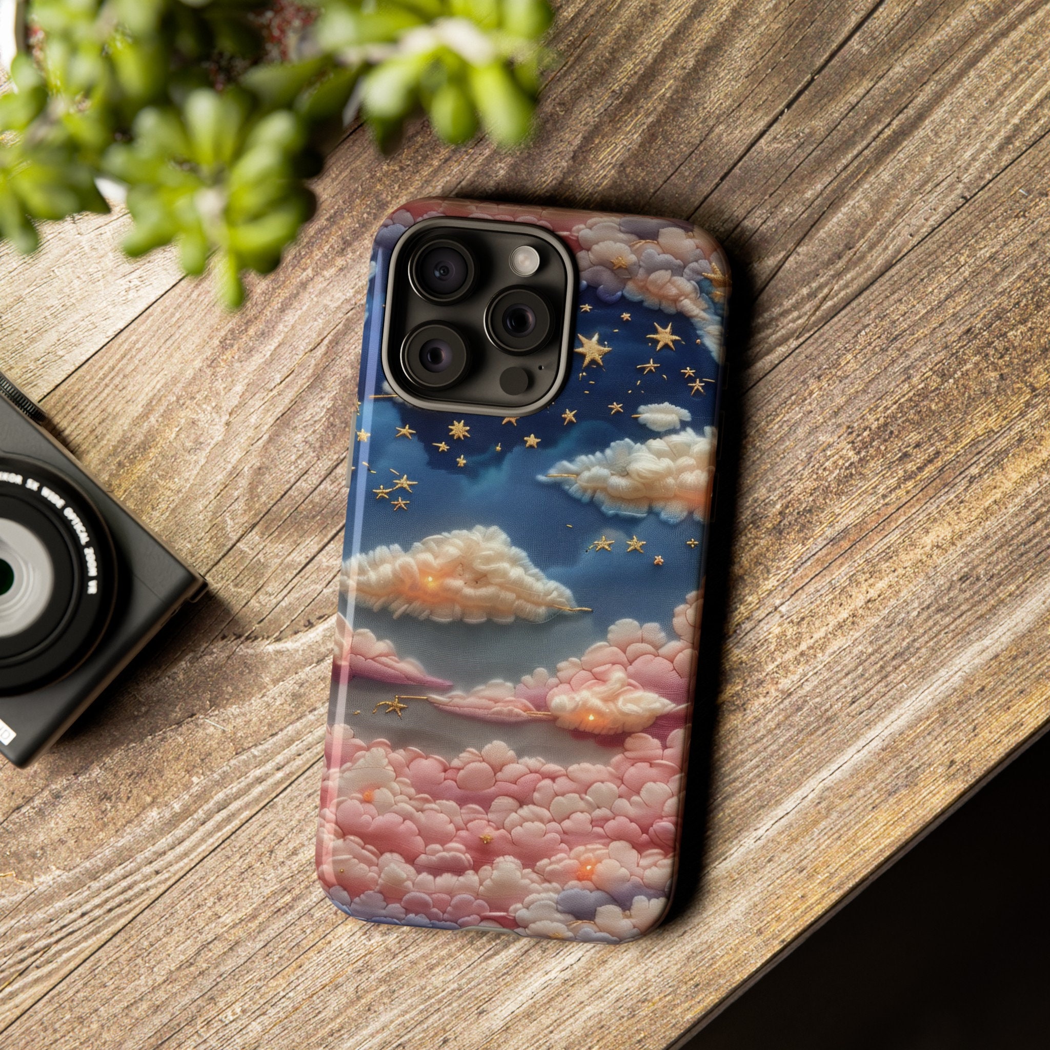 3D Celestial Rainbow Embroidered Phone Case, Puffy Faux Embroidery 3D Stars & Moon Cottagecore Phone Cover For iPhone 15 Samsung S24 Pixel 8