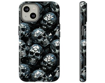 Skullpted Elegance Brooding Skeleton Phone Case | 3D Spooky Metallic Skull Phone Cover For iPhone | Pixel | Samsung | iPhone 15
