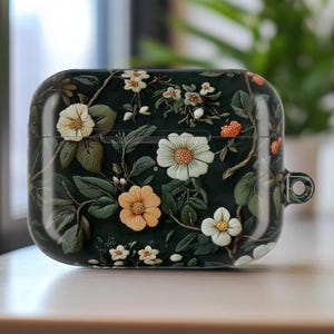 Skyddande AirPod Pro-skal med konstbroderi och blommor, roligt 3D-grönt botaniskt AirPods-hörlursfodral, present till musikälskare, Gen 1 2 3 4