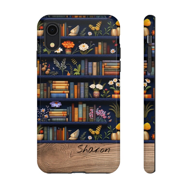 Book Lover Personalized Embroidery Bookshelf Phone Case For iPhone Galaxy Pixel | Cottagecore Bookshelf Design Gift For Book Lovers image 10