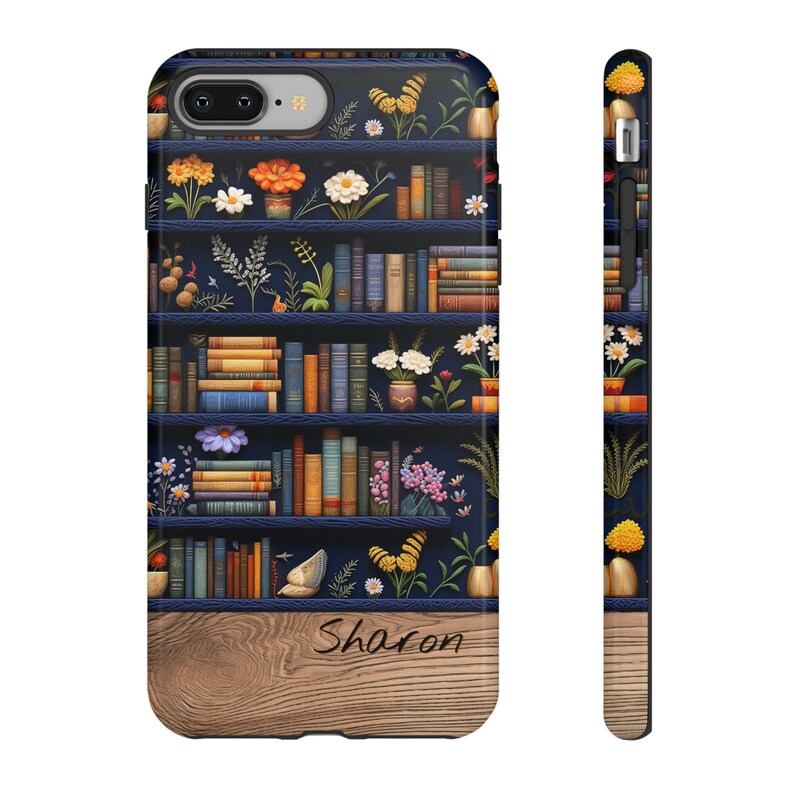 Book Lover Personalized Embroidery Bookshelf Phone Case For iPhone Galaxy Pixel | Cottagecore Bookshelf Design Gift For Book Lovers image 8