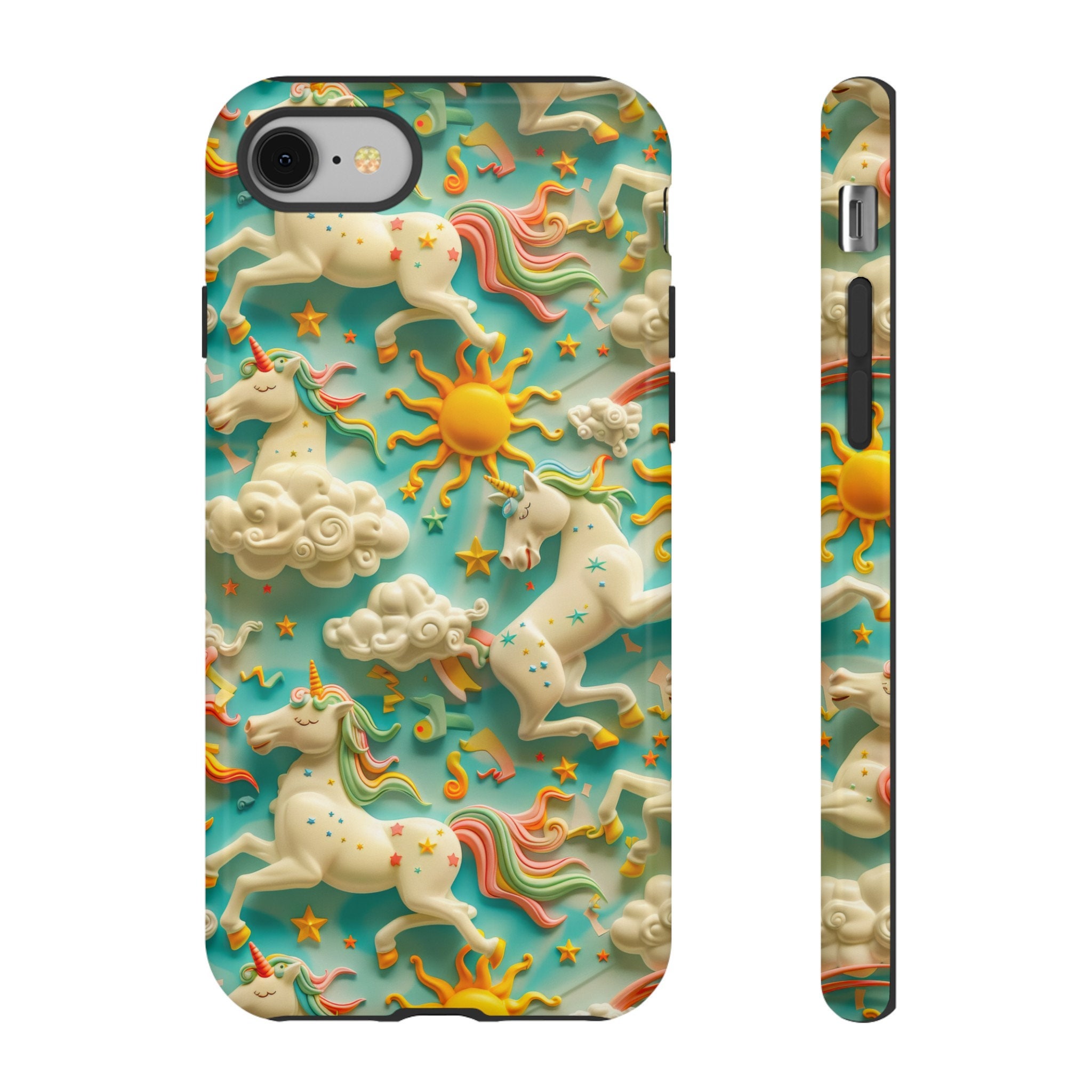 Colorful 3D Celestial Unicorn Tough Phone Case | Cute Unicorn Design For iPhone 15 14 13 12 11 | Pixel 8 7 Pro | Samsung S23 S24 Plus Ultra