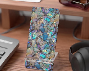 Stained Glass Butterflies Mobile Display Stand | Phone Dock, Acrylic Holder
