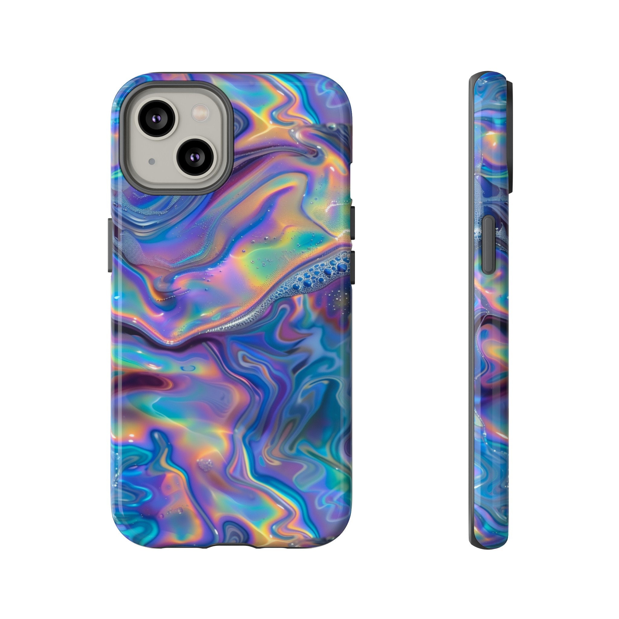 Iridescent Look Rainbow Colored Swirl Phone Case, Colorful Abstract Design, iPhone Pro Max Mini, Google Pixel Pro, Smasung Galaxy Ultra Plus