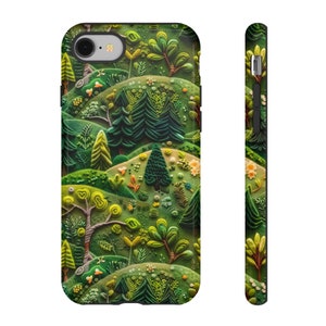 Emerald Felt Forest Phone Case | 3D Forest Green Trees Faux Embroidery Phone Cover | iPhone 15 Pro Max | Pixel 8 Pro | Samsung S24 Ultra image 8