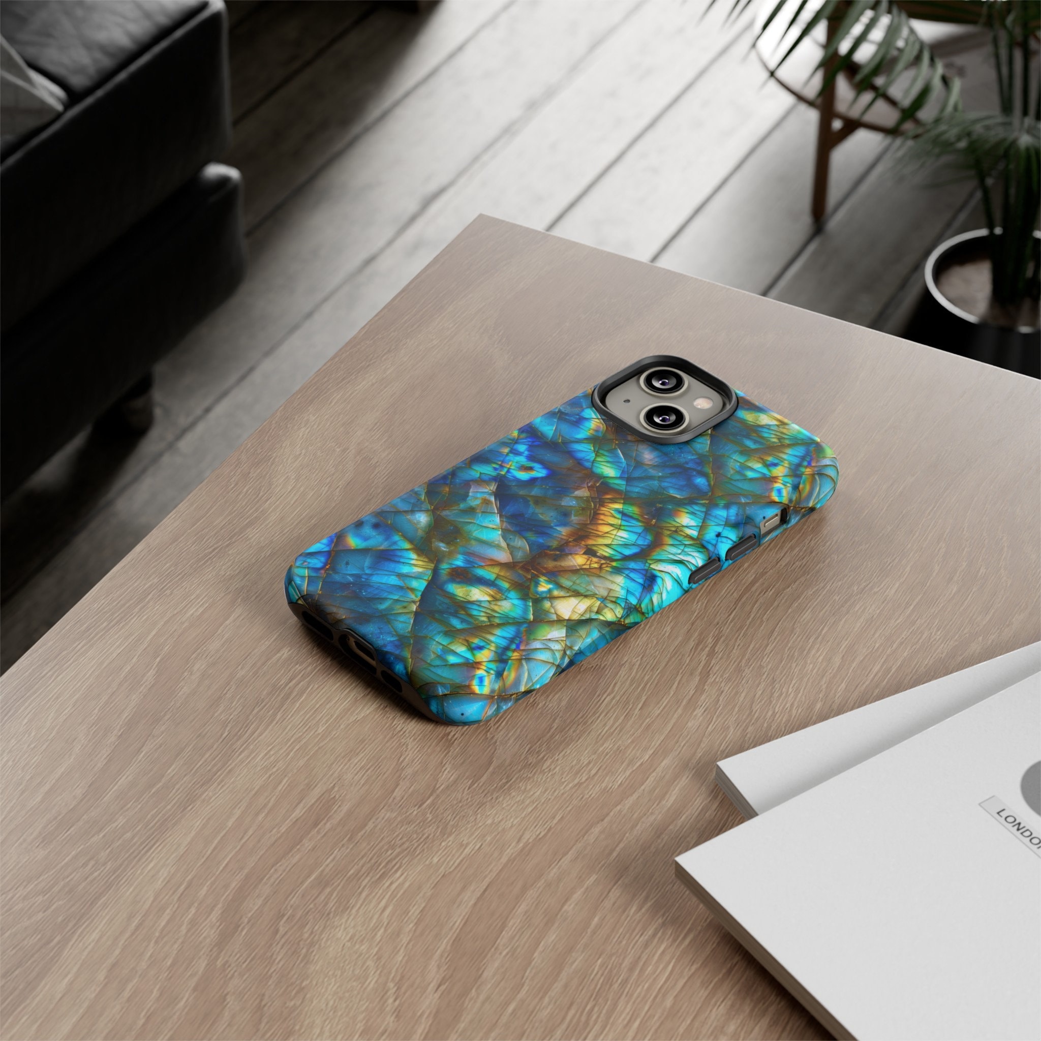 Spiritual Aura Energy Buff Labradorite Gemstone Phone Case, Rock Lover Phone Cover iPhone Pro Max Google Pixel Pro Samsung Galaxy Plus Ultra