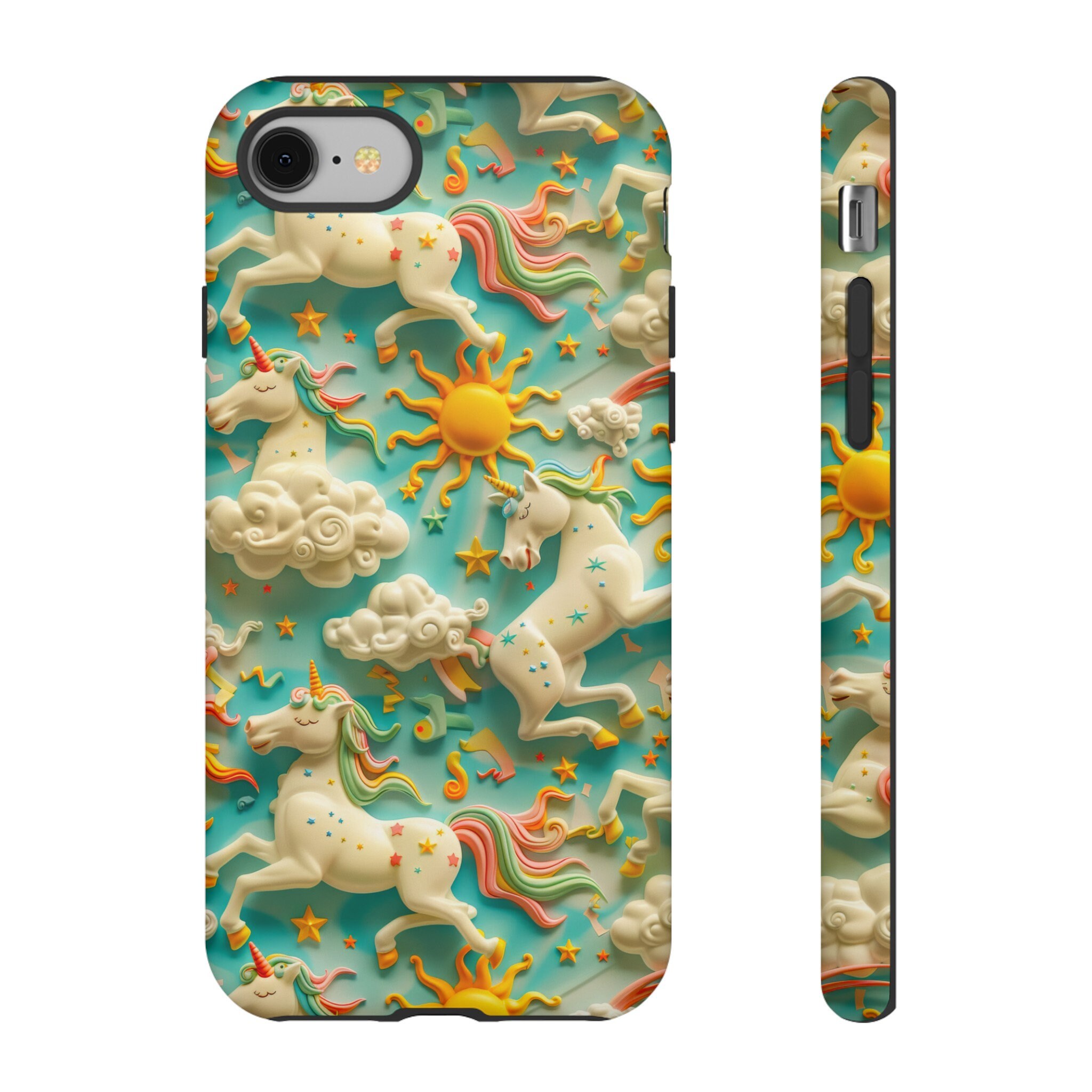 Colorful 3D Celestial Unicorn Tough Phone Case | Cute Unicorn Design For iPhone 15 14 13 12 11 | Pixel 8 7 Pro | Samsung S23 S24 Plus Ultra